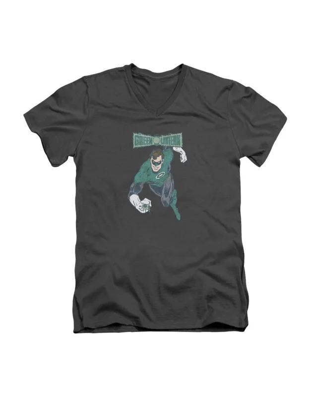Desaturated Green Lantern Short Sleeve V Neck T-shirt
