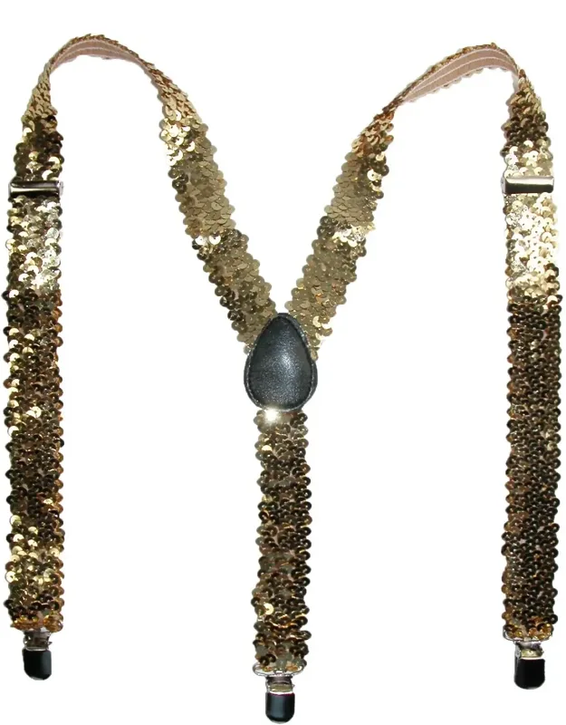 Elastic Sequins Clip-end Suspenders