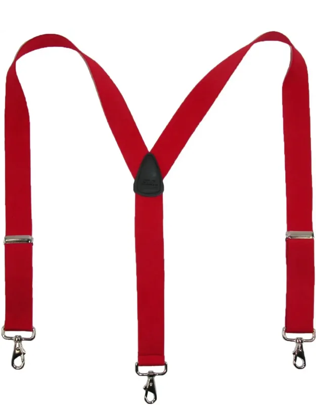Elastic Solid Color Suspenders With Metal Swivel Hook Clip Ends
