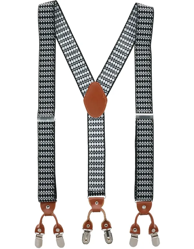 1.375 Inch Wide Aztec Print Y-back Double Clip-end Suspenders