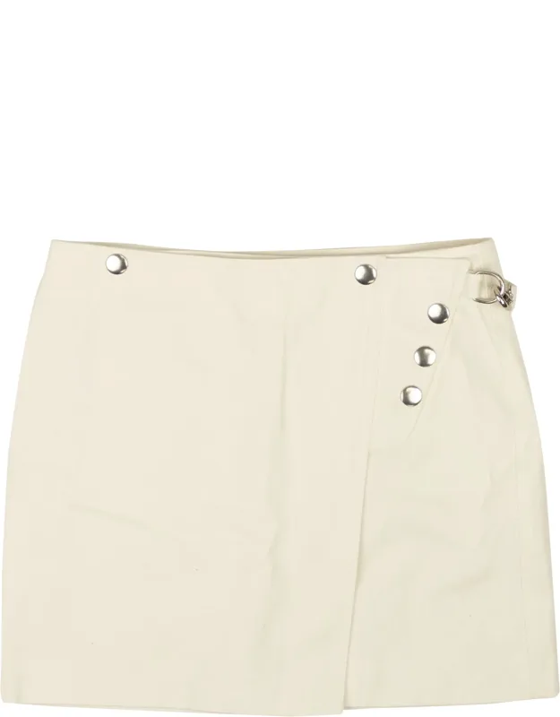 Cotton Snap Flared Mini Skirt