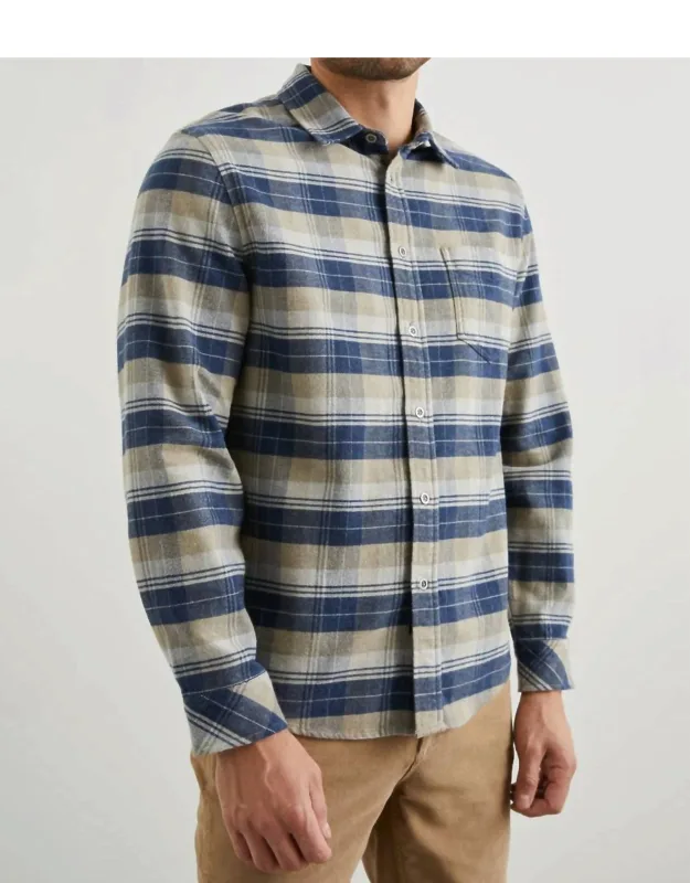 Forrest Shirt In Denim - Heavy Brushed Cotton, Single Chest Pocket