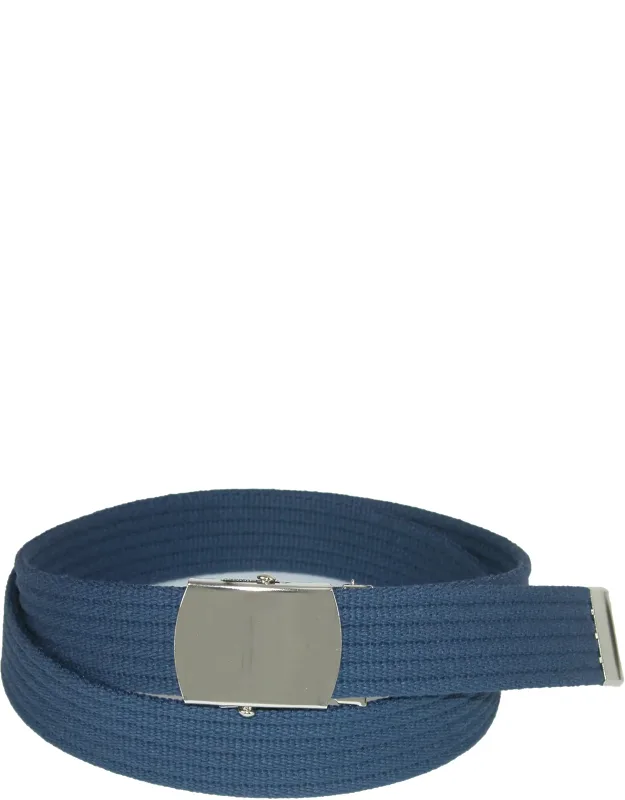 Ribbed Fabric Belt With Nickel Buckle