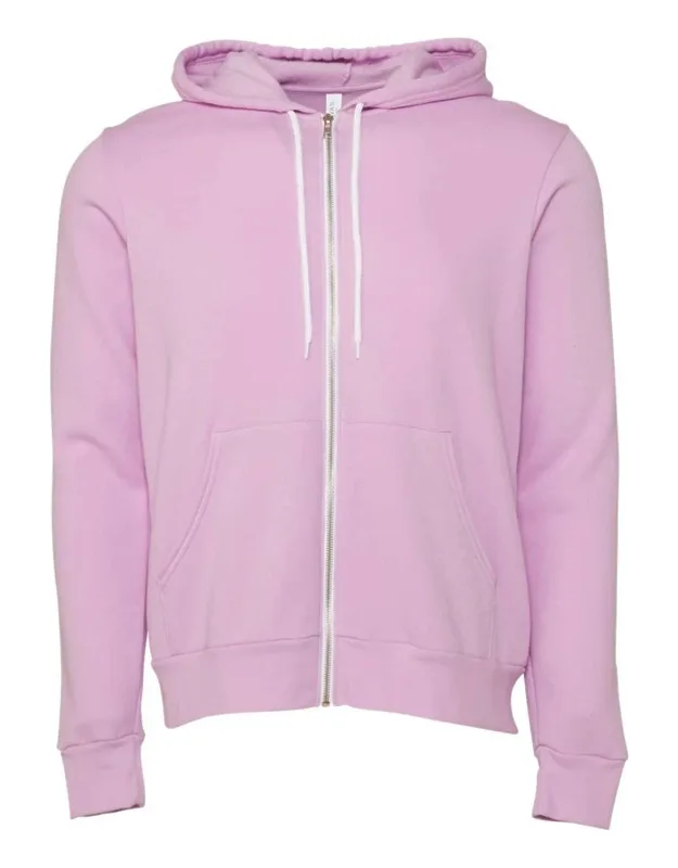 Sponge Fleece Full-zip Hoodie With Ribbed Cuffs And Split-pouch Pocket
