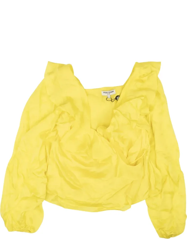 Silk Cascade Wrap Top Blouse