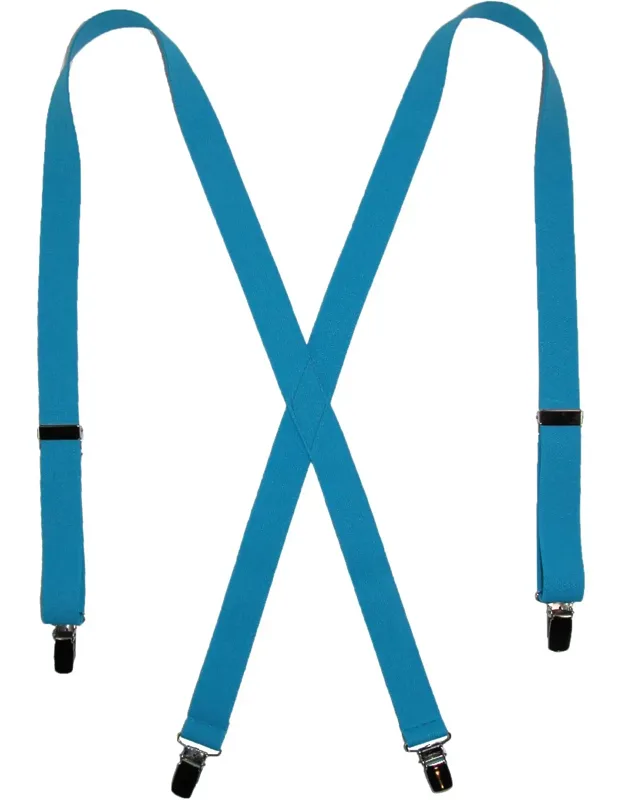 Elastic Clip-end 1 Inch Basic Suspenders - Adjustable X-back Style With Silver Metal Clips