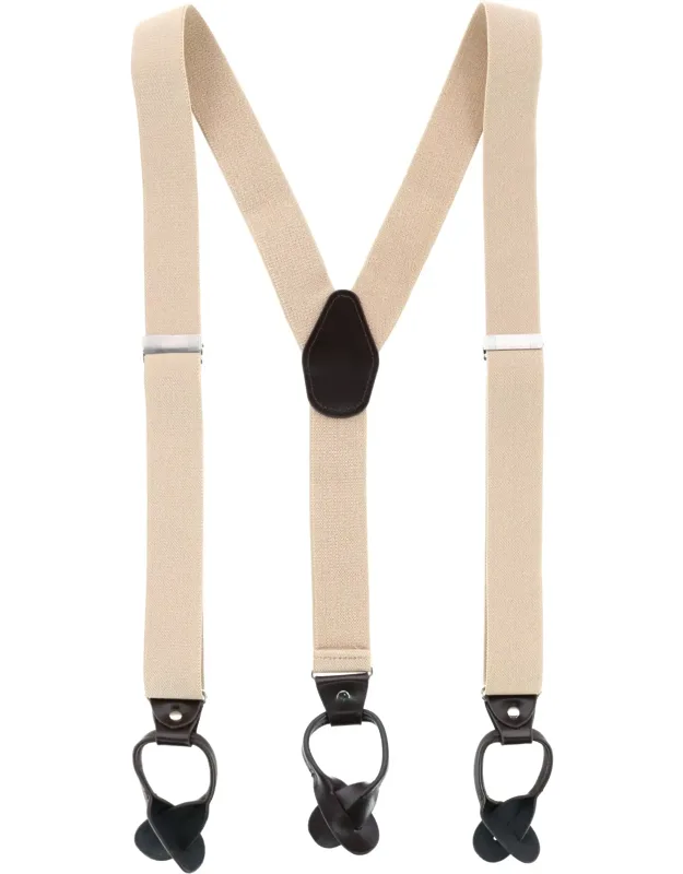 1.375 Inch Wide Solid Color Y-back Button-end Suspenders
