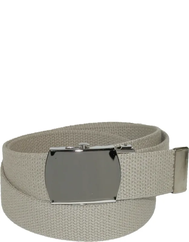 _cotton Adjustable Belt With Nickel Buckle 1.25 Inches Wide, Clamp-on_