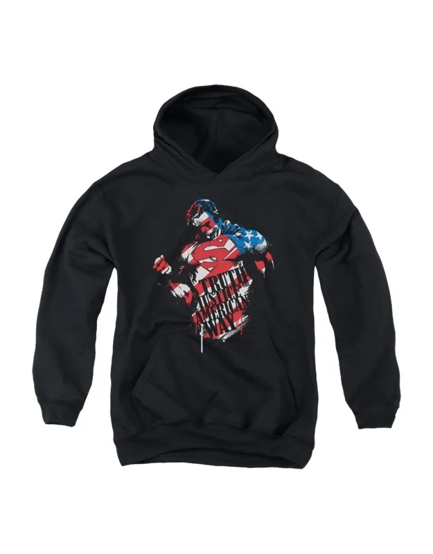 Superman The American Way Hoodie - Stylish For Everyday Wear, 50% Cotton And 50% Polyester
