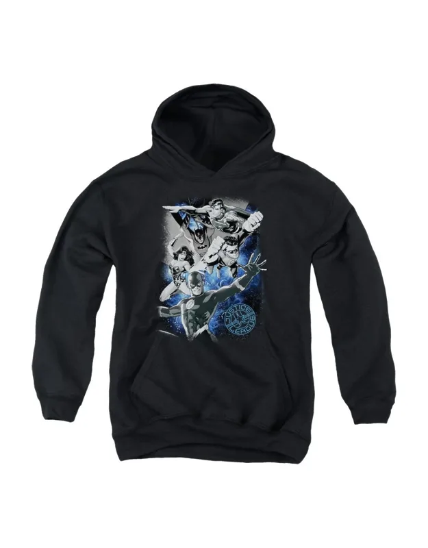 Justice League Of America Galactic Attack Nebula Youth Pull Over Hoodie - Stylish And Great For Everyday Wear