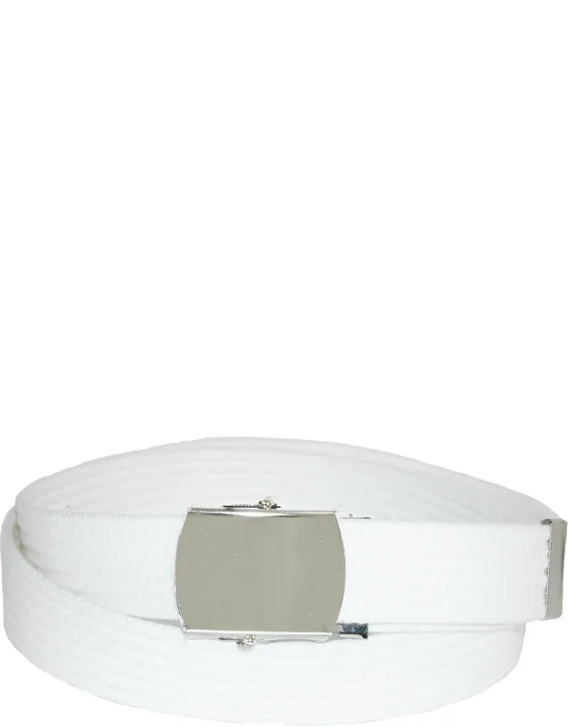Ribbed Fabric Belt With Nickel Buckle