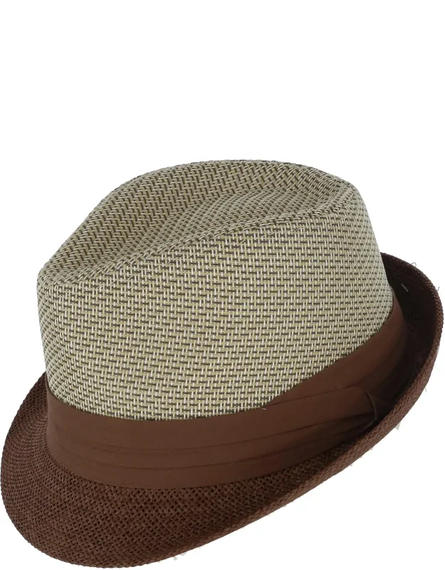 Two Tone Fedora With Pleated Band
