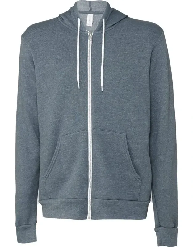 Sponge Fleece Full-zip Hoodie With Ribbed Cuffs And Split-pouch Pocket