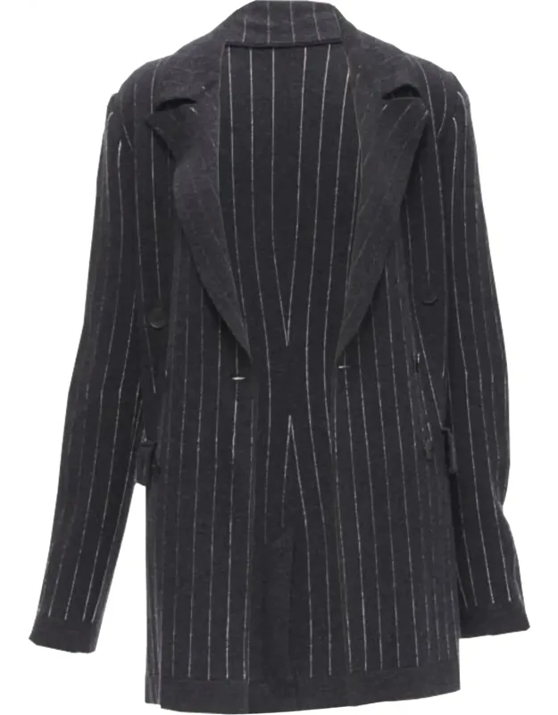 Cashmere Pinstriped Double Breasted Blazer Cardigan
