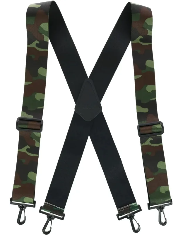 Elastic Camouflage X-back Suspenders With Plastic Swivel Hook Ends