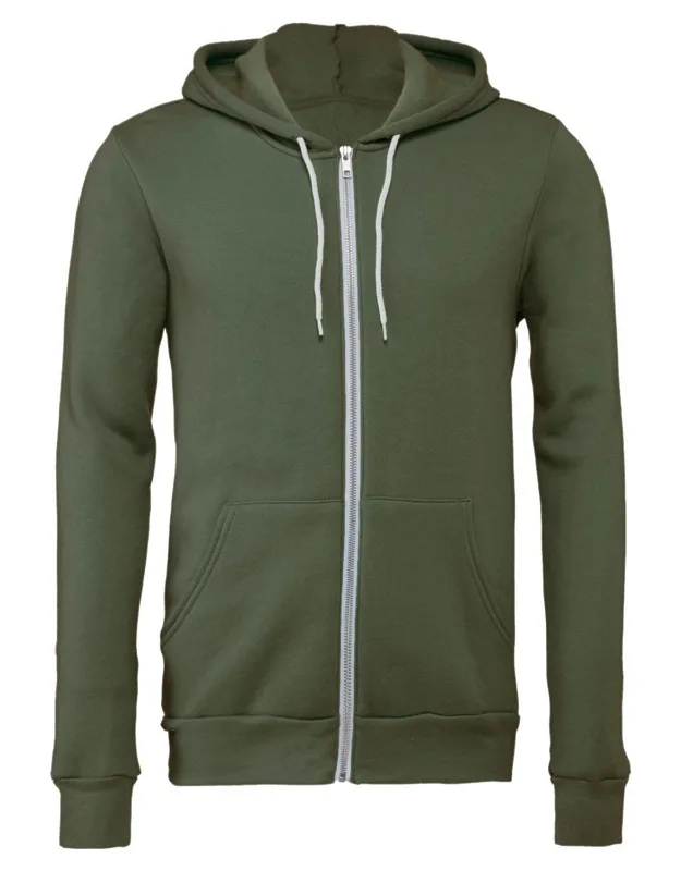 Sponge Fleece Full-zip Hoodie With Ribbed Cuffs And Split-pouch Pocket