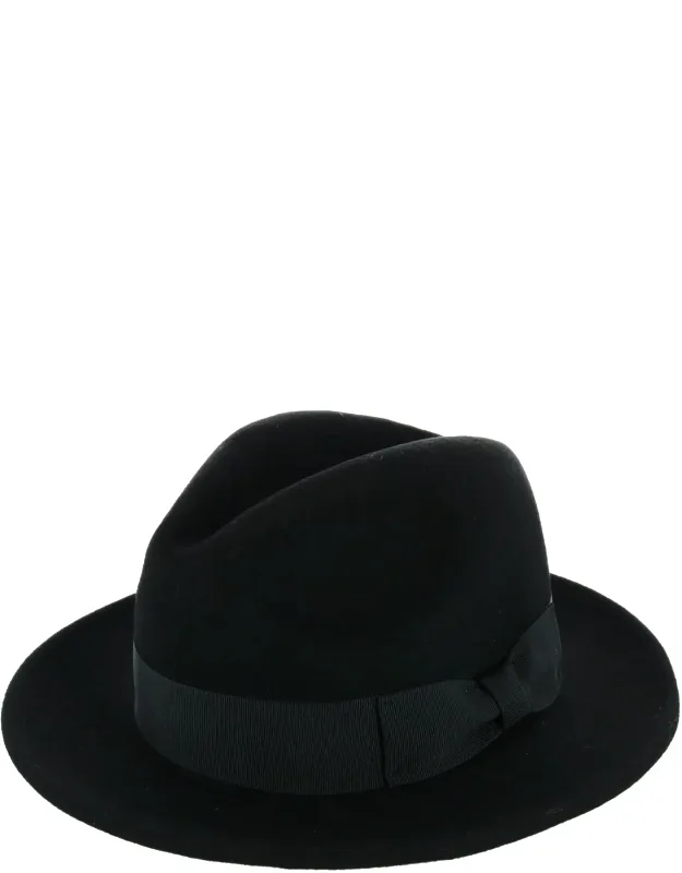 Wool Felt Fedora With Grosgrain Bow Hatband