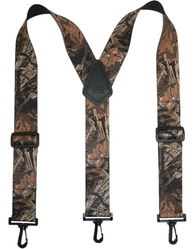 Elastic Camouflage Suspenders With Black Swivel Clips