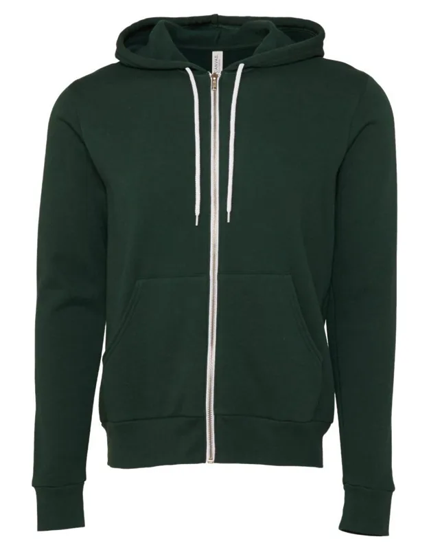 Sponge Fleece Full-zip Hoodie With Ribbed Cuffs And Pouch Pocket