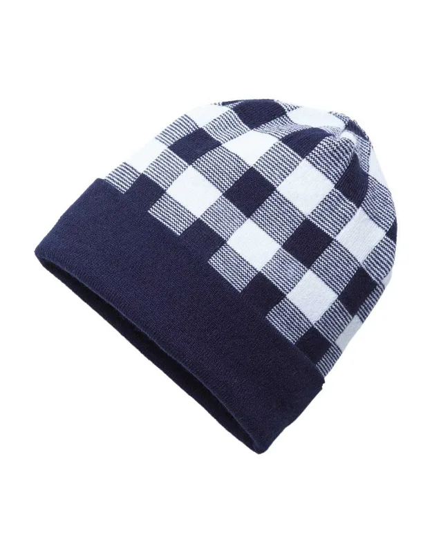 Cap America Beanie 12" Knit Plaid Pattern