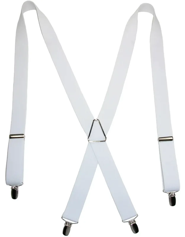 Elastic X-back Suspenders With Silver Hardware