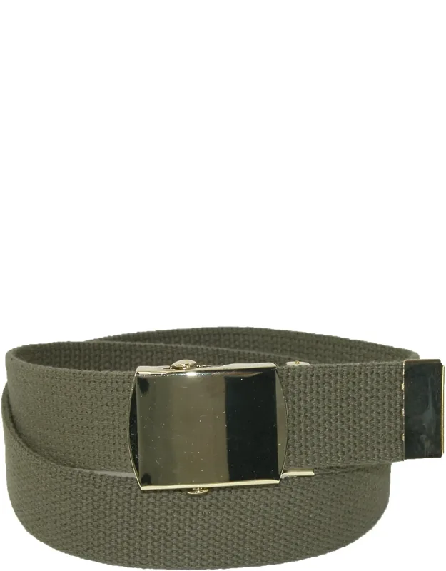 Big & Tall Adjustable Belt With Brass Buckle - Durable Cotton Web Fabric, Classic Look And Feel