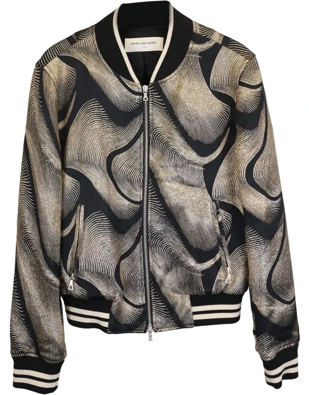 Metallic Detail Jacquard Bomber Jacket