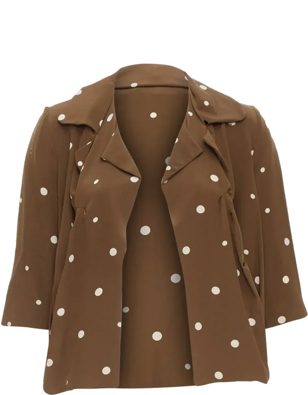 Silk Polka Dot Print Relaxed Blazer