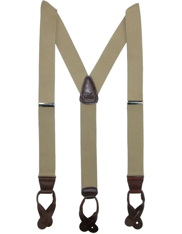 Elastic Button End Dress Suspenders With Silver Hardware, Y-back Style, Adjustable Length