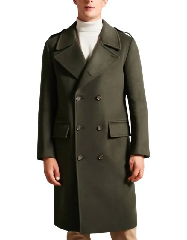 Wool Blend Military Coat