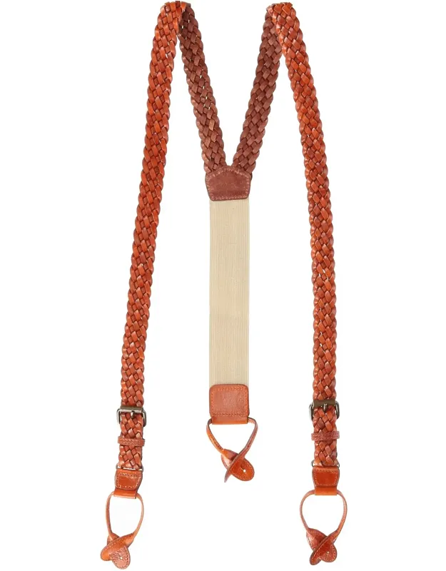 Leather Braided Button-end Suspenders