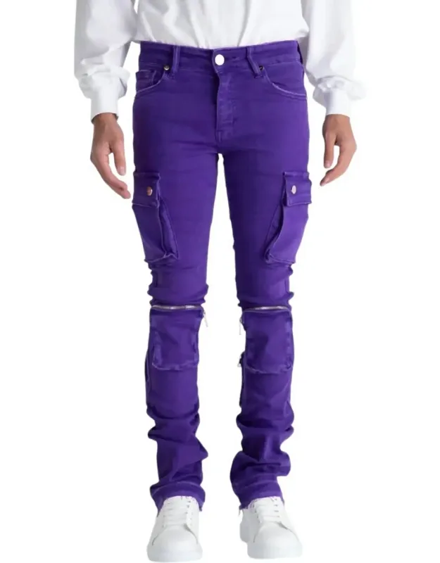 Never Look Back Cargo Flare Stack Denim Jeans