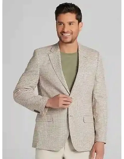 Nautica Modern Fit Fancy Tweeds Plaid Sport Coat Check, Classic Notch Lapel, Two-button Closure