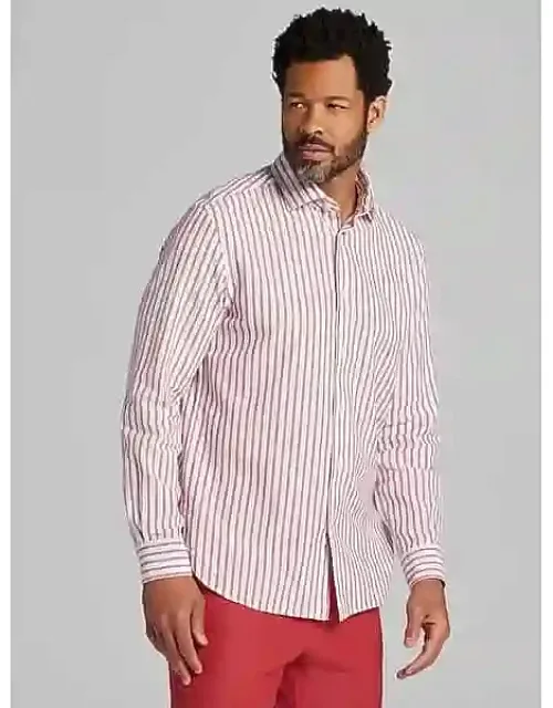 Modern Fit Stripe Linen Blend Button Up Shirt