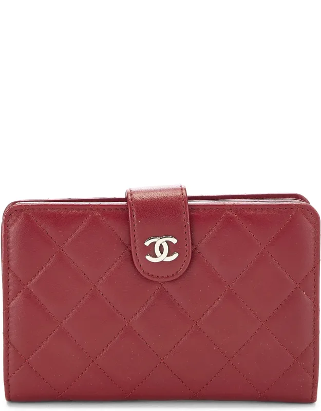 Quilted Lambskin Compact Zip Around Wallet