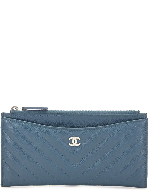 Quilted Caviar Zip Pouch Wallet