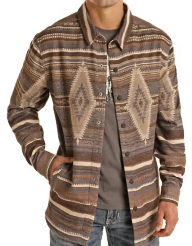 Aztec Jacquard Snap Shirt Jacket