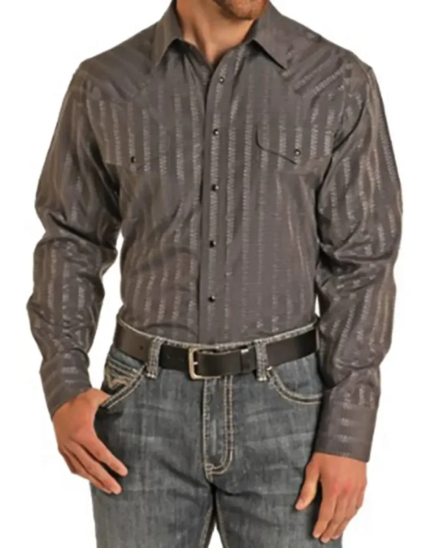 Snap Western Dobby Regular Shirt With Luxurious Satin Material And Practical Snap Closure