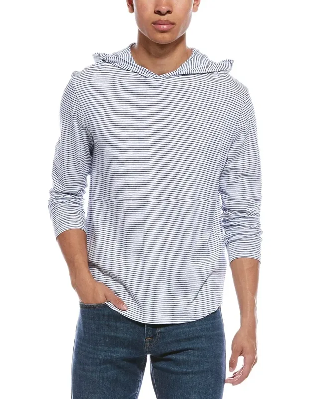 Striped Hoodie In Optic White And Bright Cobalt