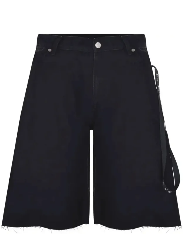 Label Group Shorts With Removable Logo Lace And Raw Cut Bottom