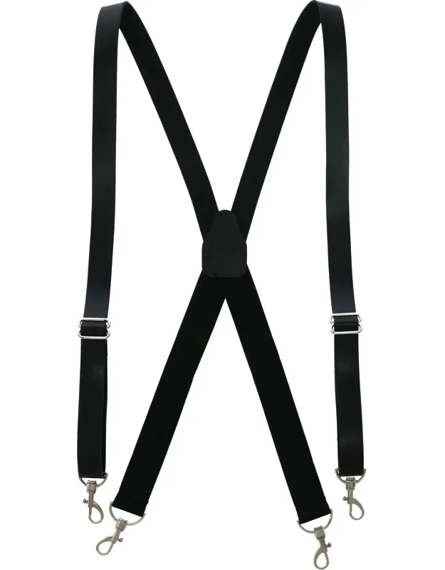Big & Tall Smooth Coated Leather Suspenders With Metal Swivel Hook End
