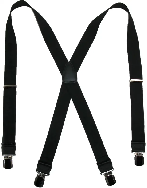 Elastic Anti-slip Pin Clip Suspenders With Leather Drop Tabs