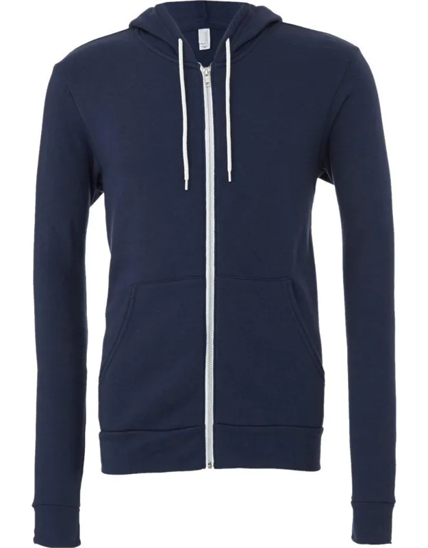 Sponge Fleece Full-zip Hoodie With Ribbed Cuffs And Split-pouch Pocket