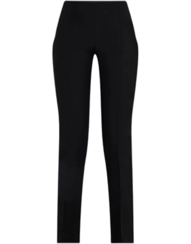 Pintuck Slit-hem Skinny Ankle Pants