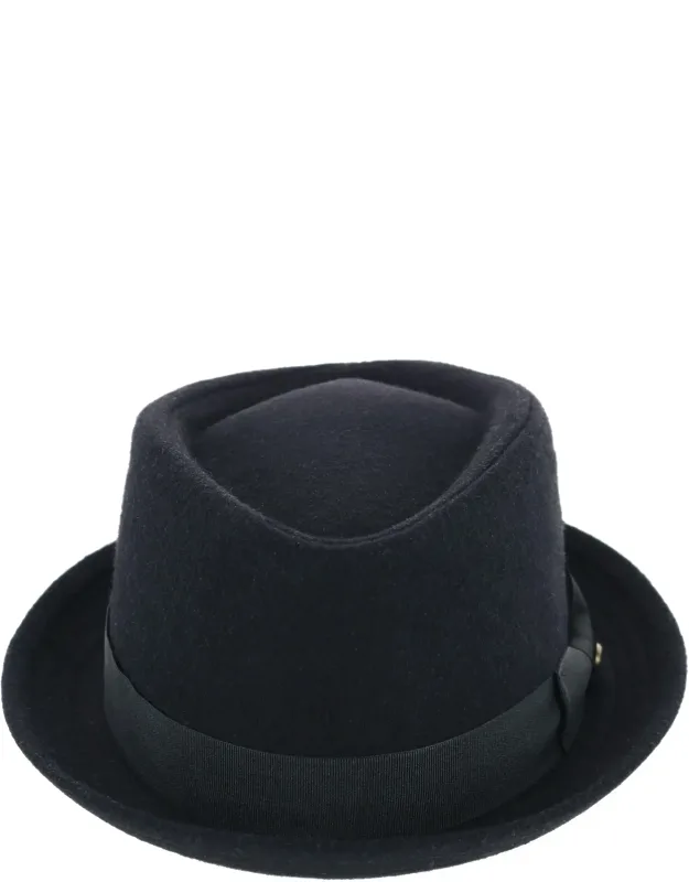 Diamond Shape Wool Fedora With Grosgrain Hatband