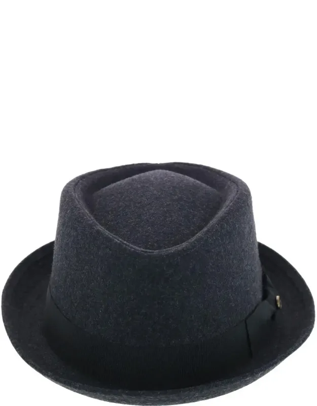 Diamond Shape Wool Fedora With Grosgrain Hatband