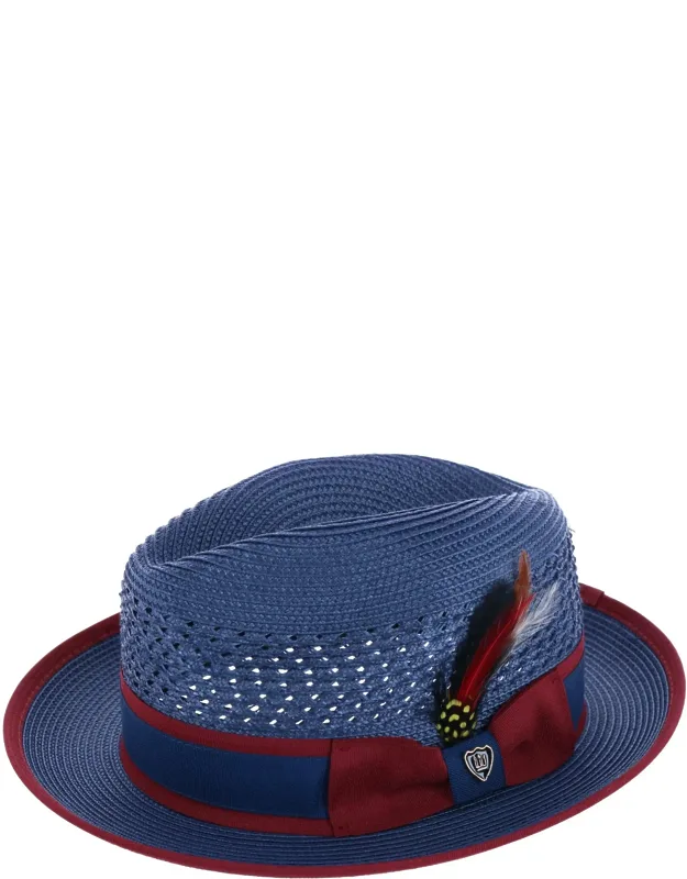 Polybraid Fedora Hat With Grosgrain Ribbon And Feather