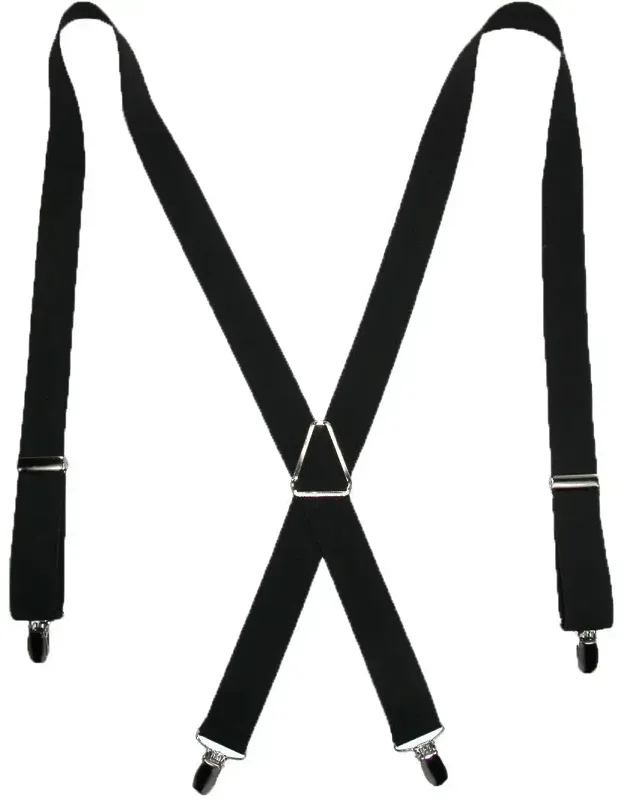 Elastic X-back Suspenders With Silver Hardware