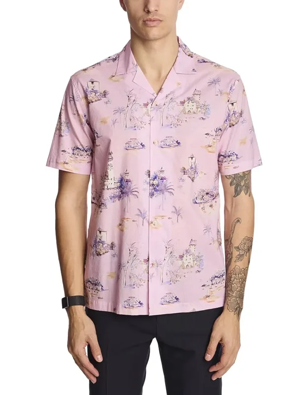 _paisley & Gray Shirt - Chic Slim Fit With Camp Collar And Short Sleeves_