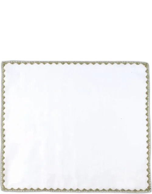 Linen Embroidered-trim Pocket Square